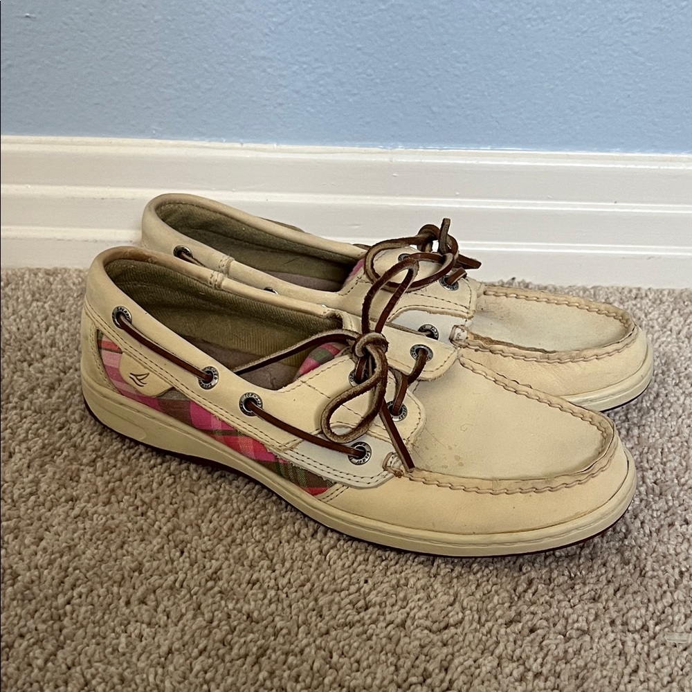 Sperry Beige and Pink Boat Shoes - Women’s 7.5